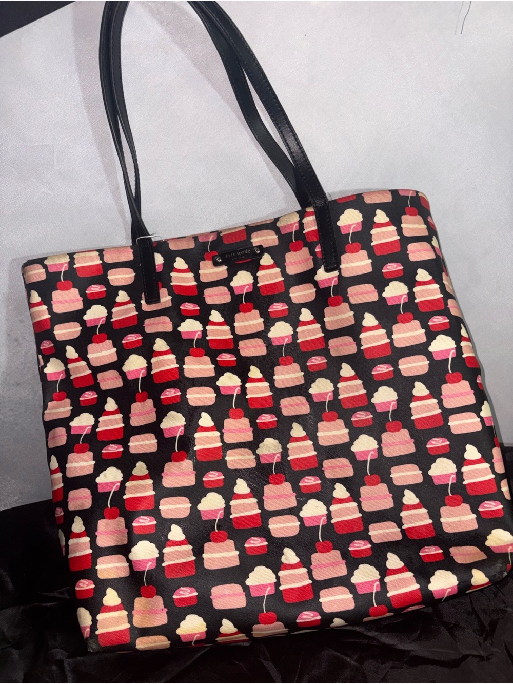 kate spade Black Cherry & Cake Print Tote